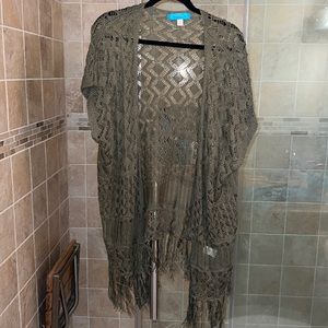 green fringe cardigan